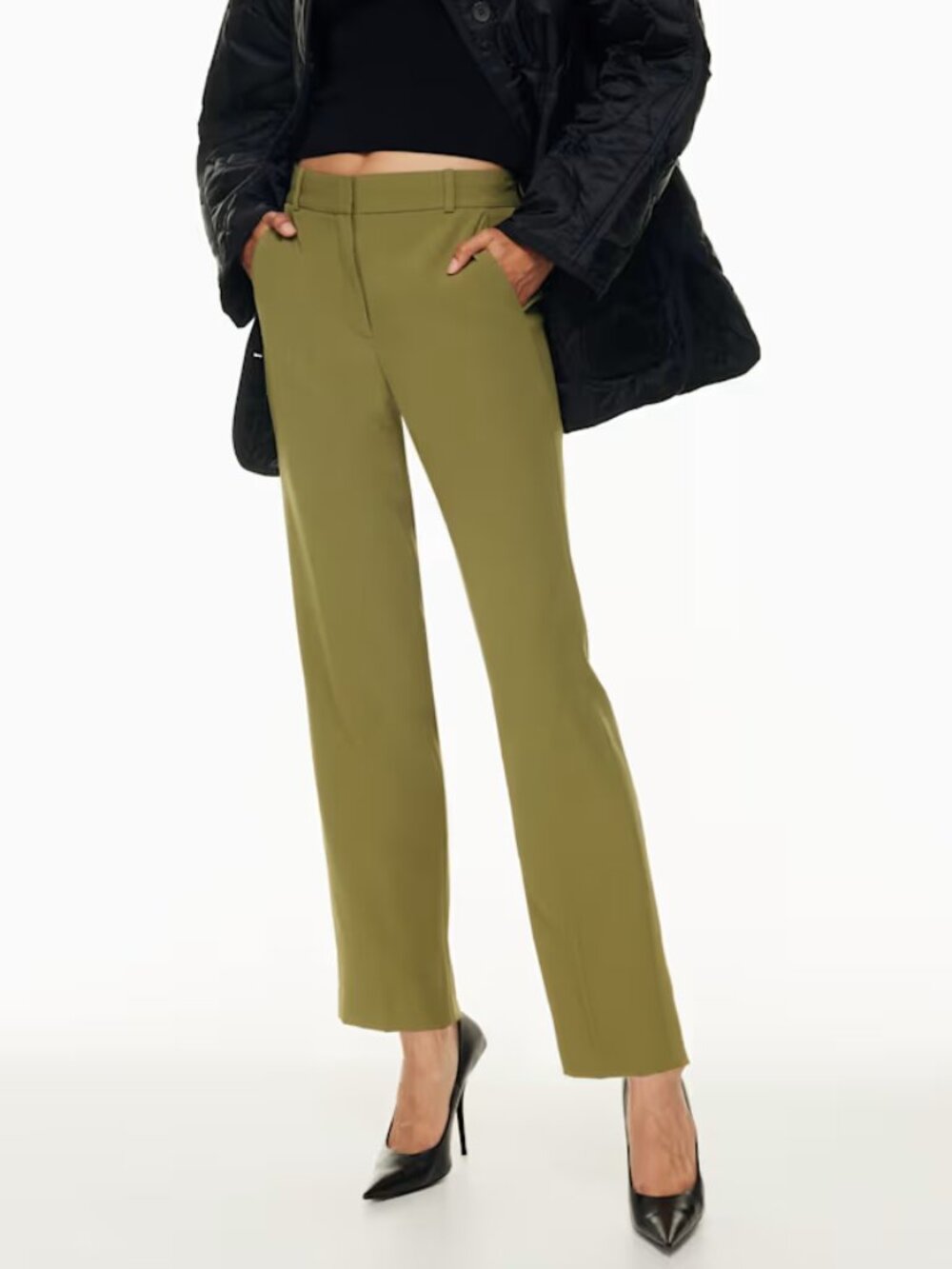 BABATON Command 29" Pants Trousers Fen Green Sz 4 Crepe Drape Academia Aritzia